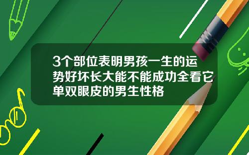 3个部位表明男孩一生的运势好坏长大能不能成功全看它单双眼皮的男生性格