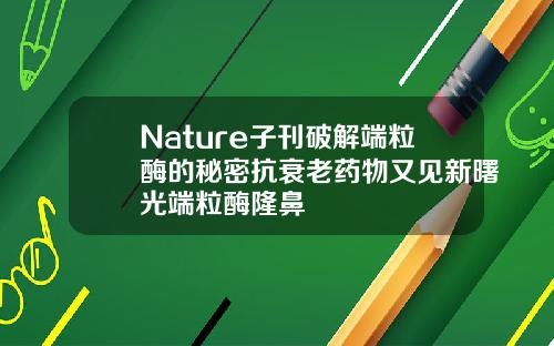 Nature子刊破解端粒酶的秘密抗衰老药物又见新曙光端粒酶隆鼻