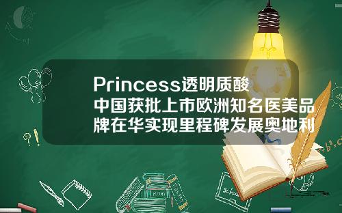 Princess透明质酸中国获批上市欧洲知名医美品牌在华实现里程碑发展奥地利princess玻尿酸
