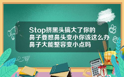 Stop挤黑头搞大了你的鼻子要想鼻头变小你该这么办鼻子大能整容变小点吗