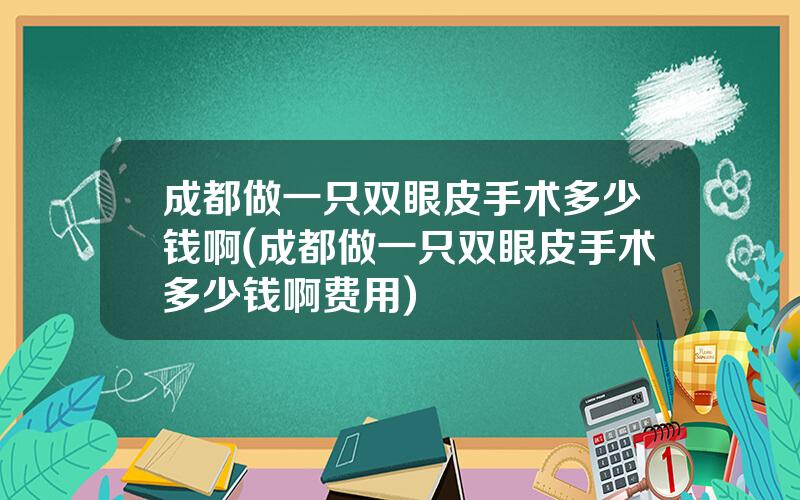 成都做一只双眼皮手术多少钱啊(成都做一只双眼皮手术多少钱啊费用)